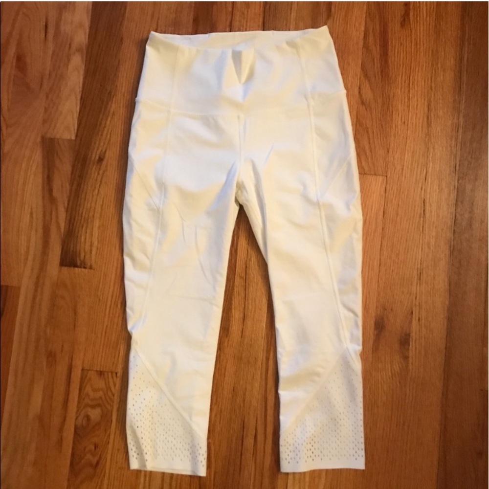 White Lululemon crops with cutouts